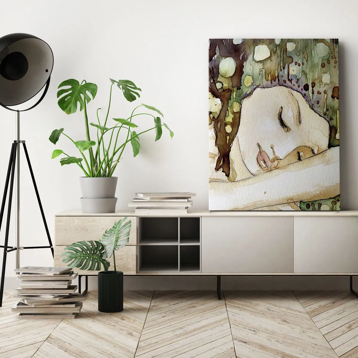 Quadro em tela - Um sonho Violeta Esmeralda - 55x100 cm