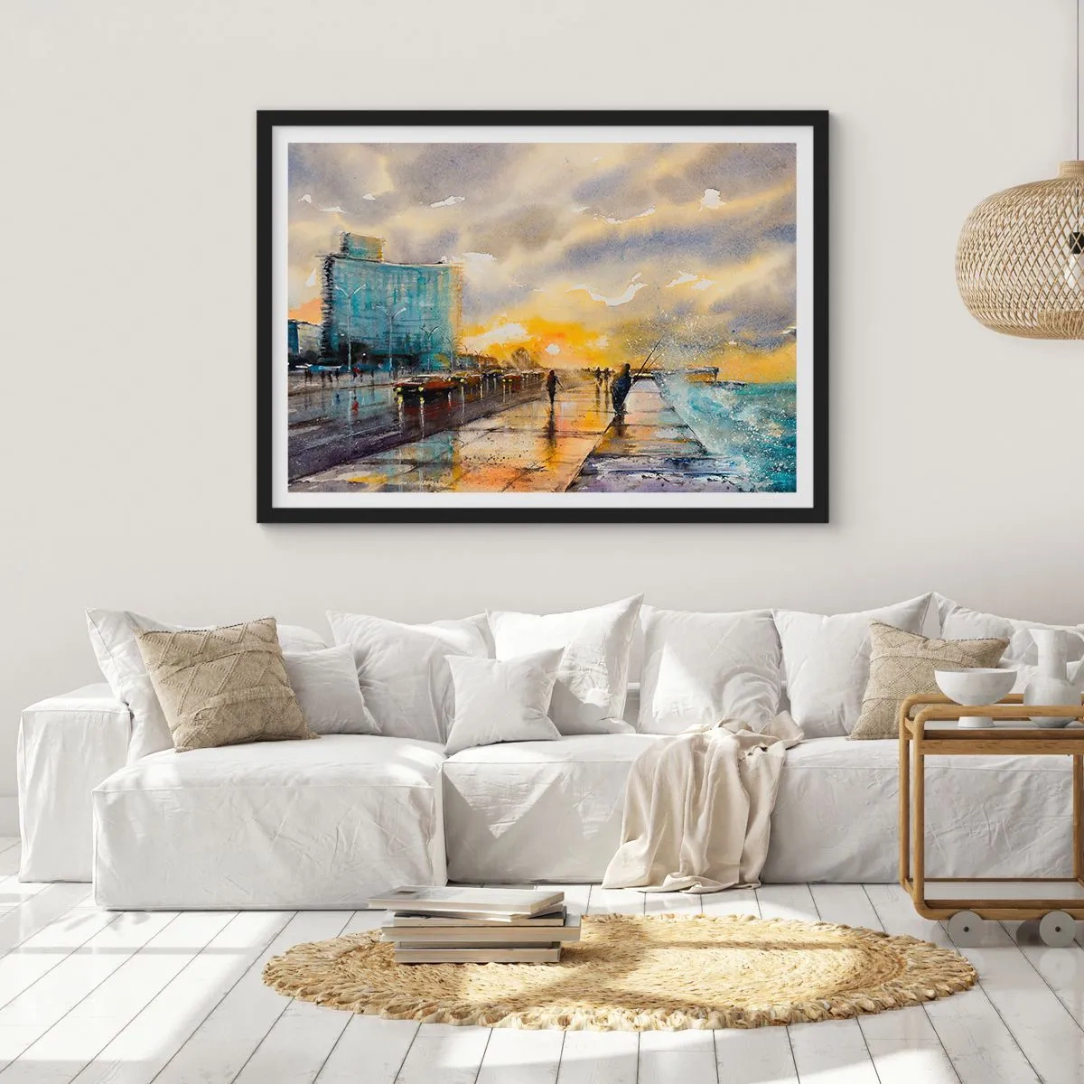 Pôster com moldura preta - A vida na costa - 70x50 cm