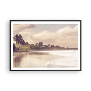 Pôster com moldura preta - Carícia das ondas - 100x70 cm