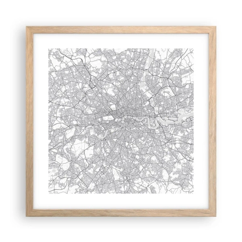 Pôster com moldura de carvalho claro - Mapa do labirinto de Londres - 40x40 cm