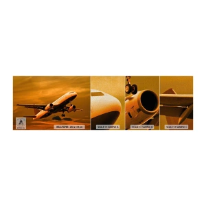 Amostra de papel de parede Premium Canvas - Voo em direção ao sol - Avião, Viagem, Pôr do sol - 100x30 cm