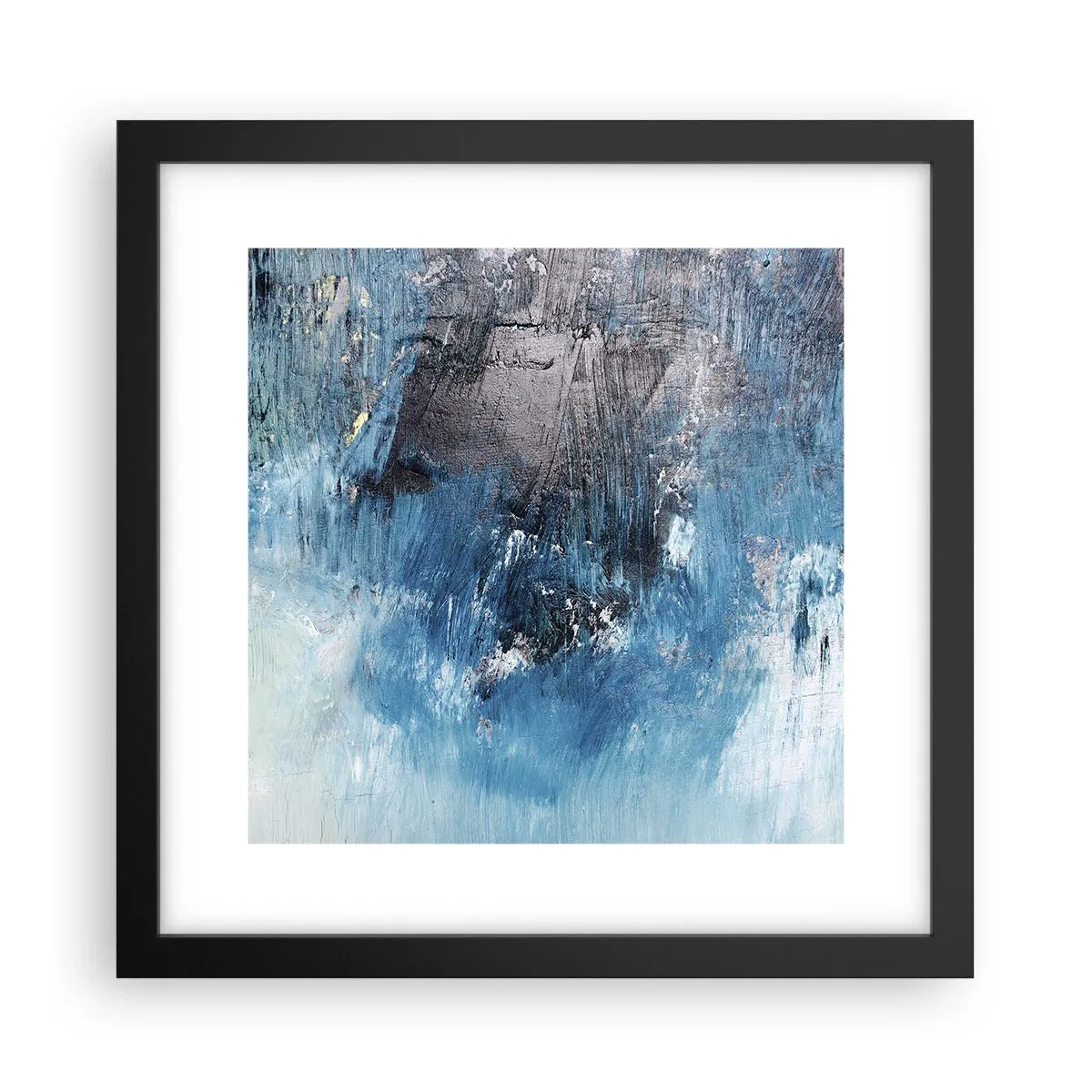 Pôster com moldura preta - Rapsódia em azul - 30x30 cm