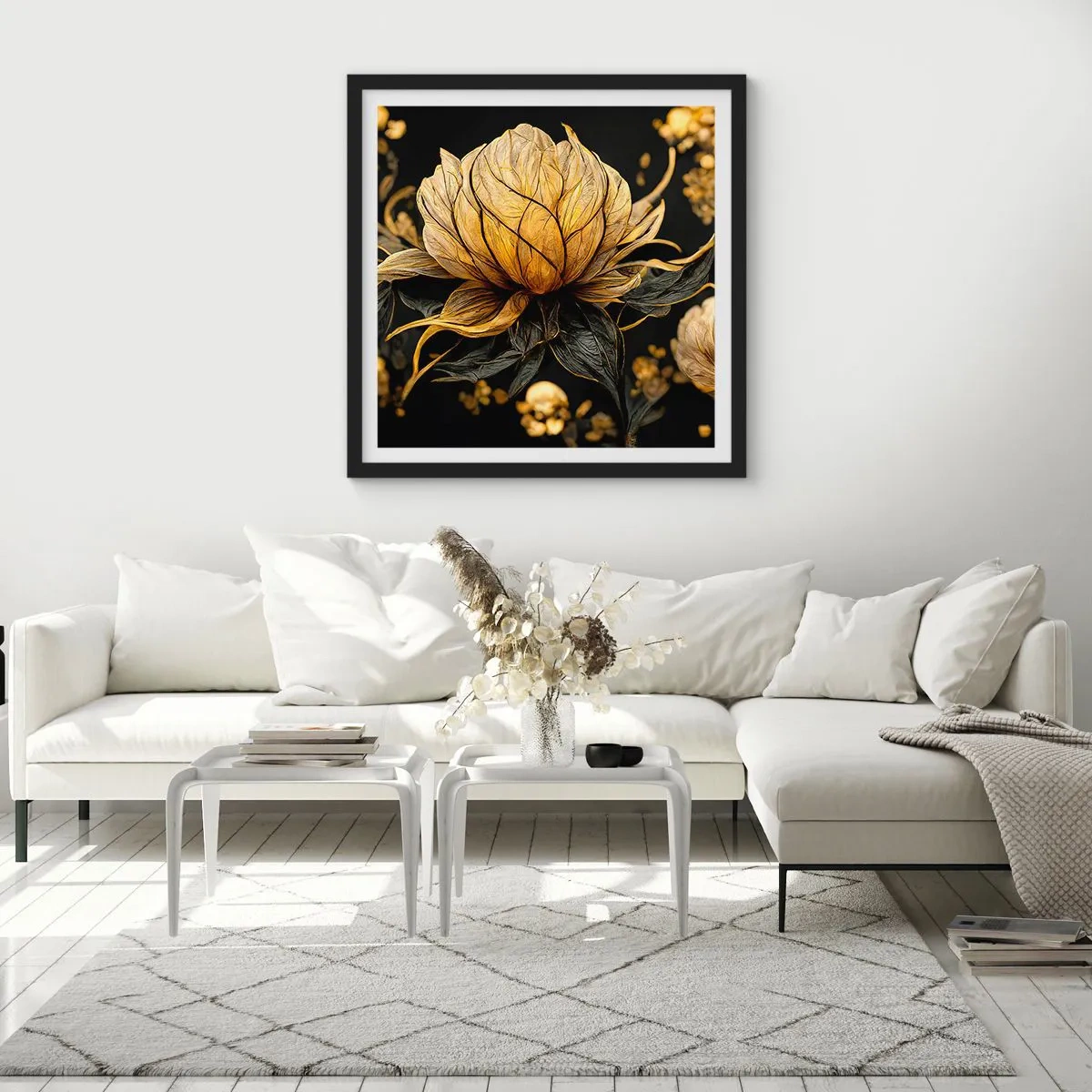 Pôster com moldura preta - Fragilidade sutil - 40x40 cm