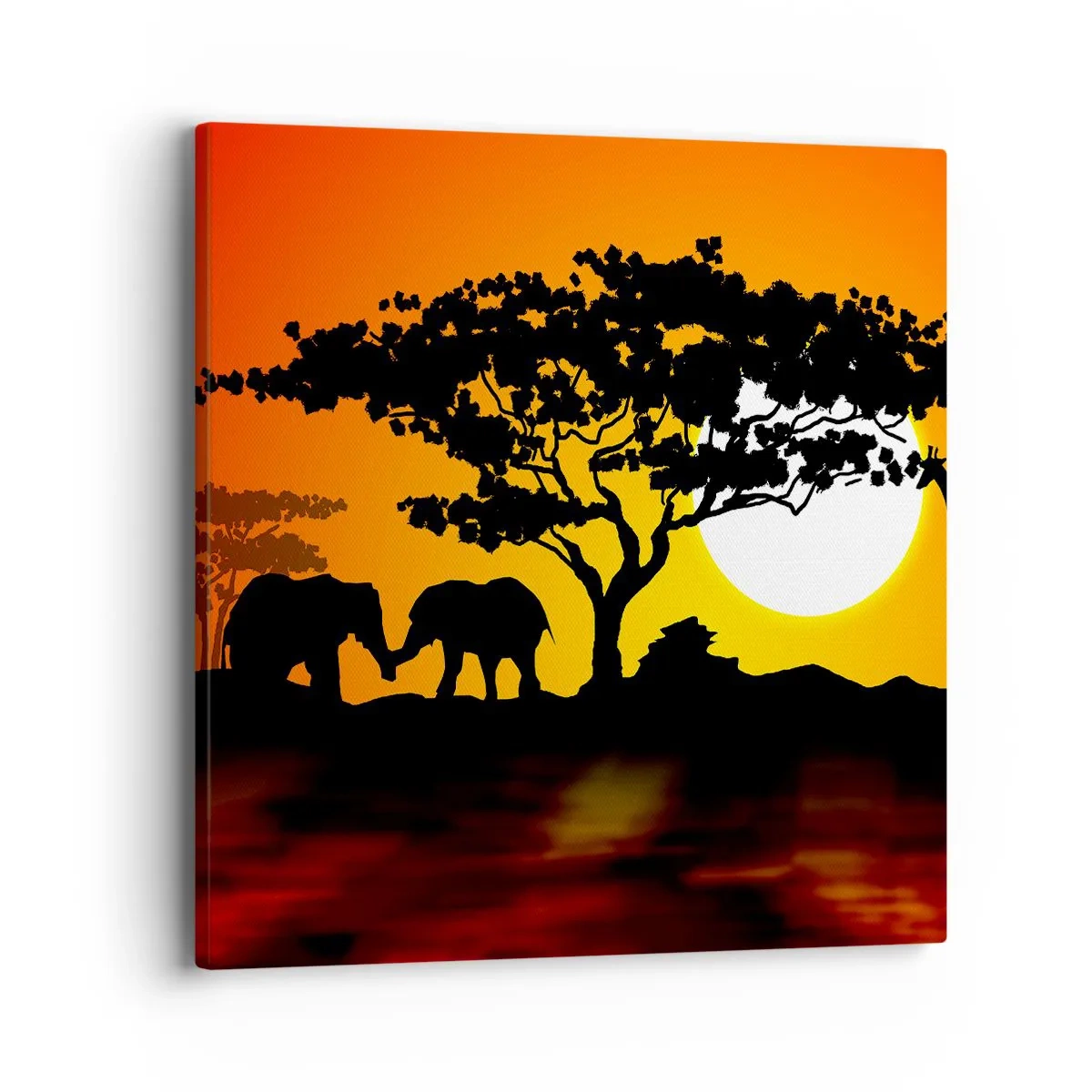 Quadro em tela - Encontro na savana - 40x40 cm