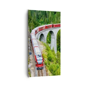 Quadro em tela - Linha férrea com vista para a montanha - 65x120 cm