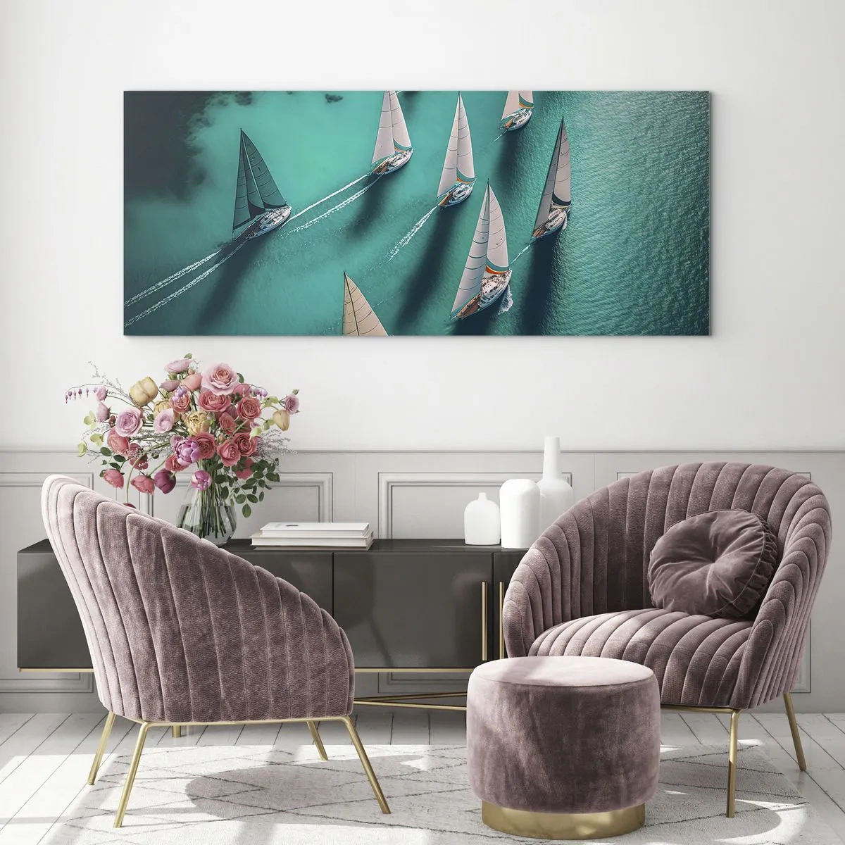 Quadro em vidro - Numa competição com o vento - 100x40 cm