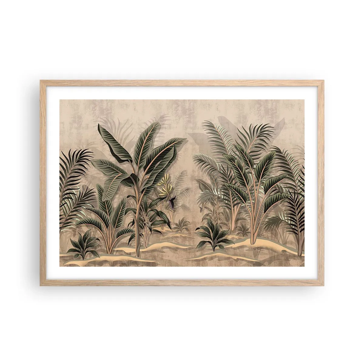 Pôster com moldura de carvalho claro - Gravura em estilo colonial - 70x50 cm