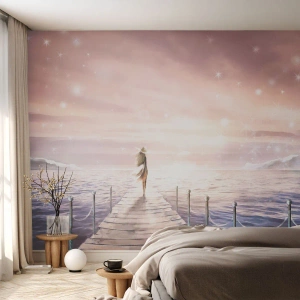 Papel de Parede Premium Sand - À luz de um sonho - Paisagem, Mulher, Mar - 100x70 cm