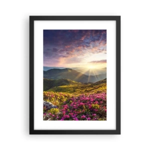 Pôster com moldura preta - A frescura de uma manhã nas montanhas - 30x40 cm
