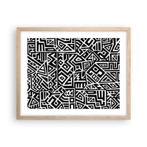 Pôster com moldura de carvalho claro - Composição pré-colombiana - 50x40 cm