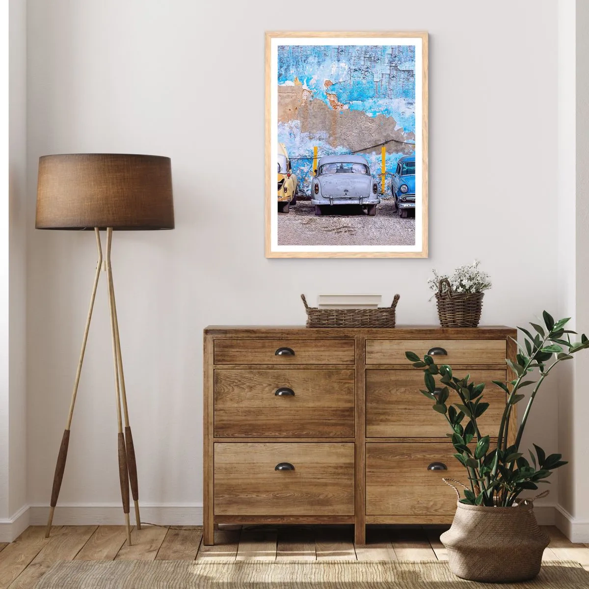 Pôster com moldura de carvalho claro - Encontro de Veteranos - 61x91 cm