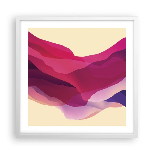 Pôster em moldura branca - Ondas de roxo - 50x50 cm