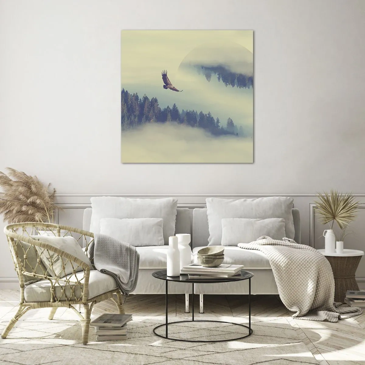 Quadro em vidro - Eu vi a sombra de uma águia - 50x50 cm