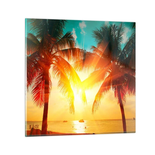 Quadro em vidro - Casal exótico - 30x30 cm