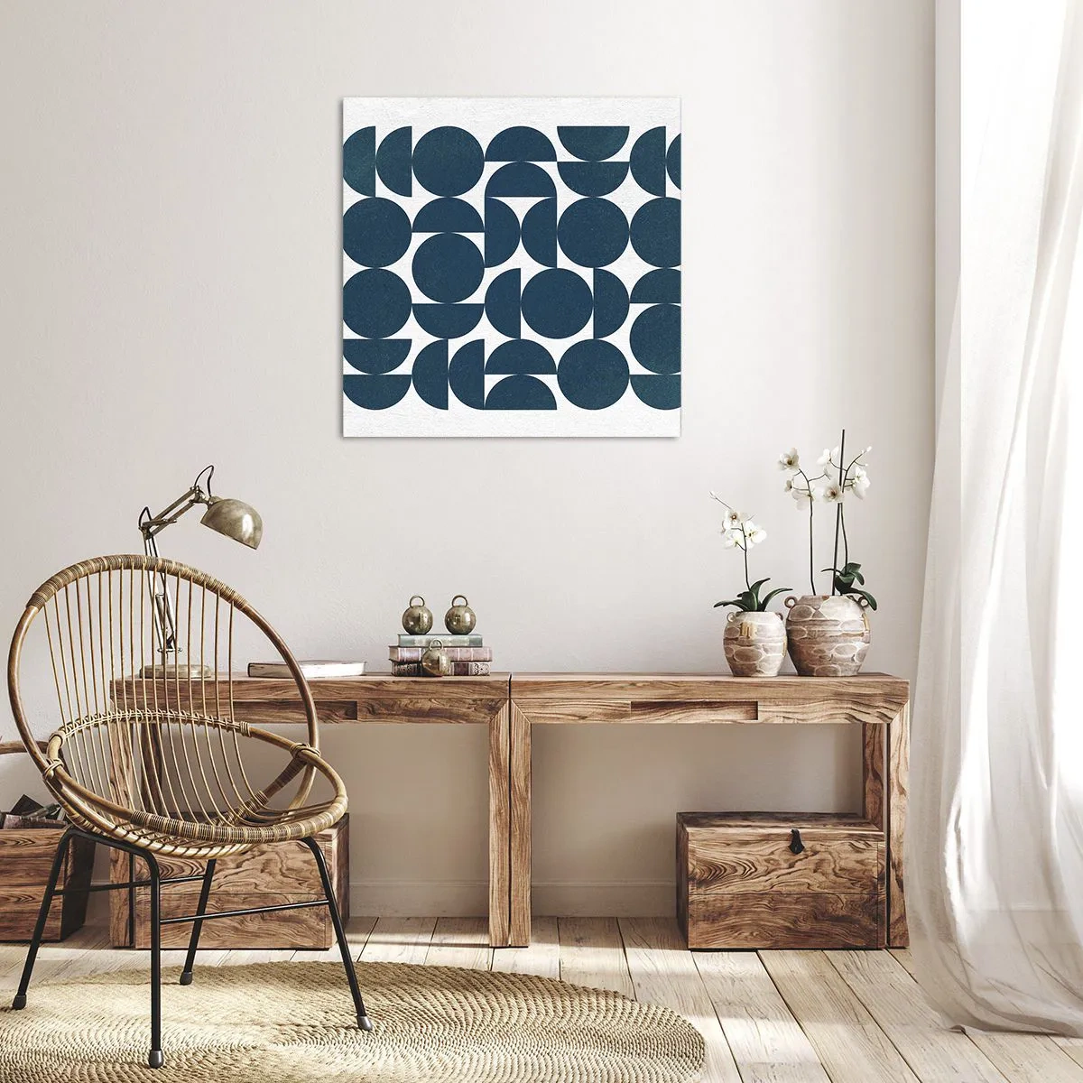 Quadro em tela - Círculos e semicírculos - 50x50 cm