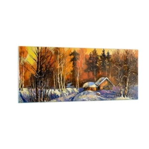 Quadro em vidro - Impressão de inverno ao sol - 100x40 cm