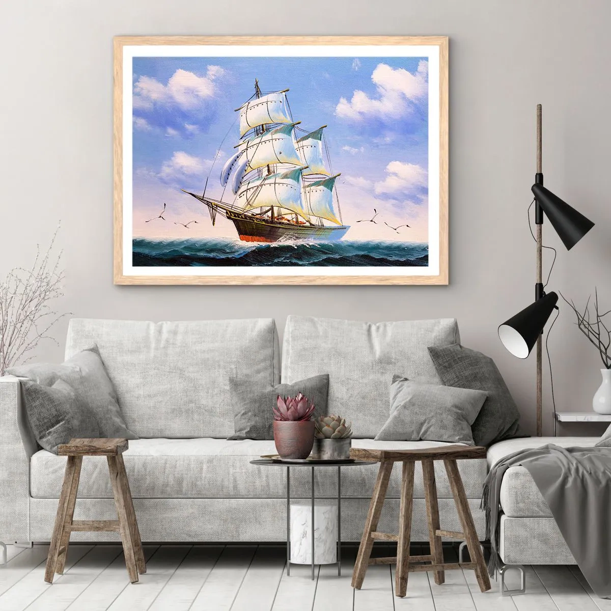 Pôster com moldura de carvalho claro - Orgulhosamente com o vento - 100x70 cm