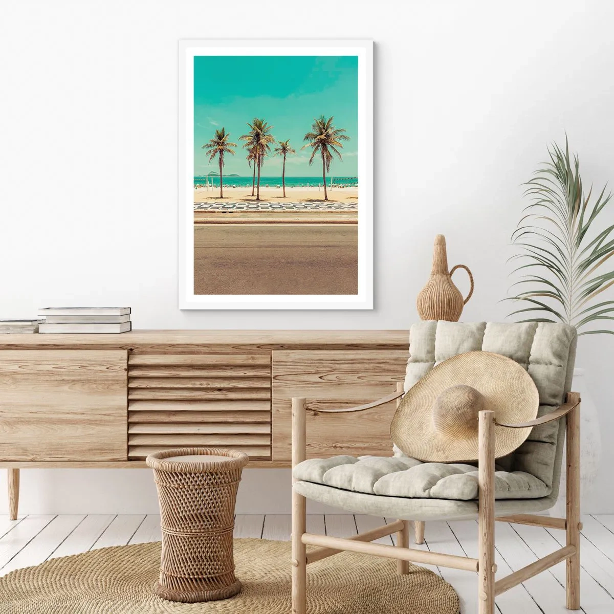 Pôster em moldura branca - Em guarda da praia - 70x100 cm