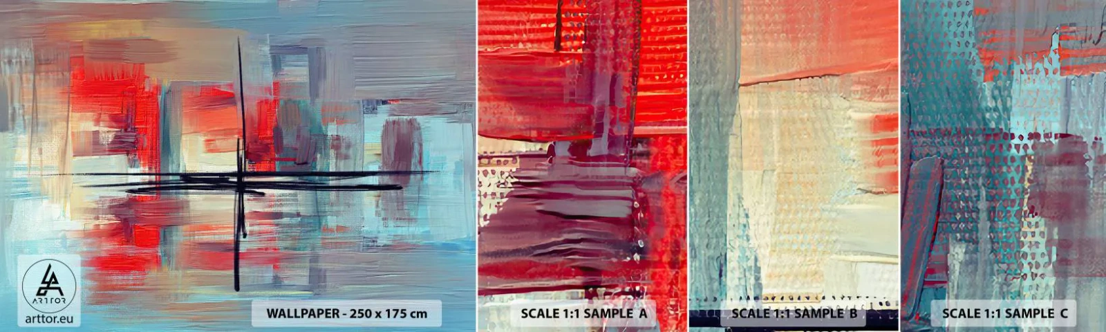 Amostra de papel de parede autocolante Deluxe Sticker - Uma paisagem numa dimensão desconhecida - Abstração, Pedaço, Moderno - 100x30 cm