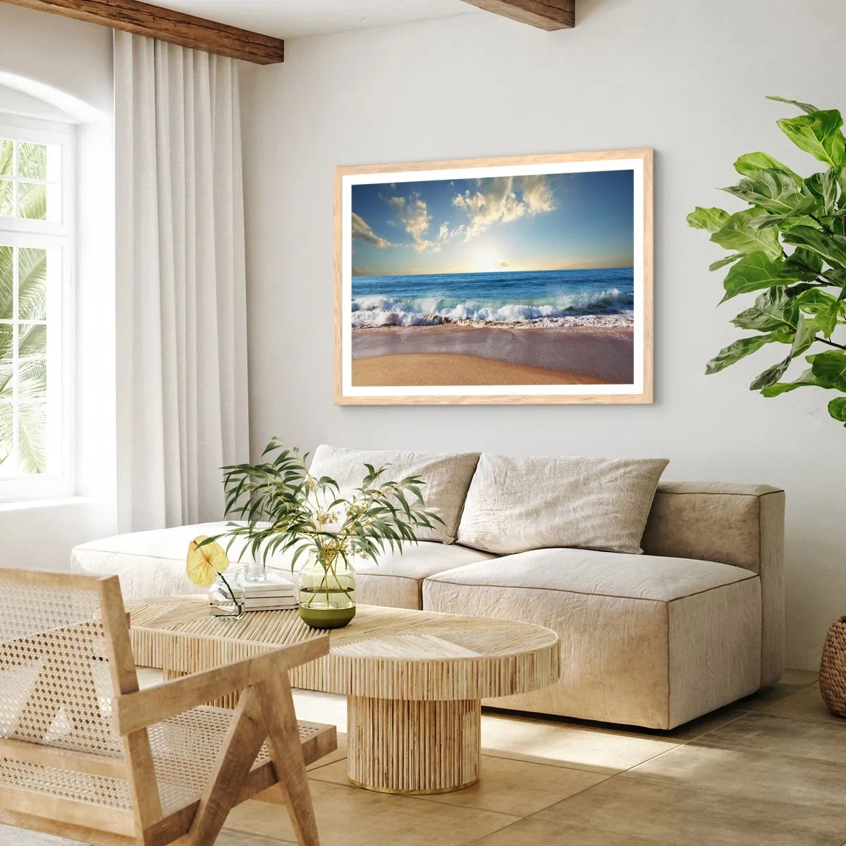 Pôster com moldura de carvalho claro - Movimento e quietude ao mesmo tempo - 100x70 cm