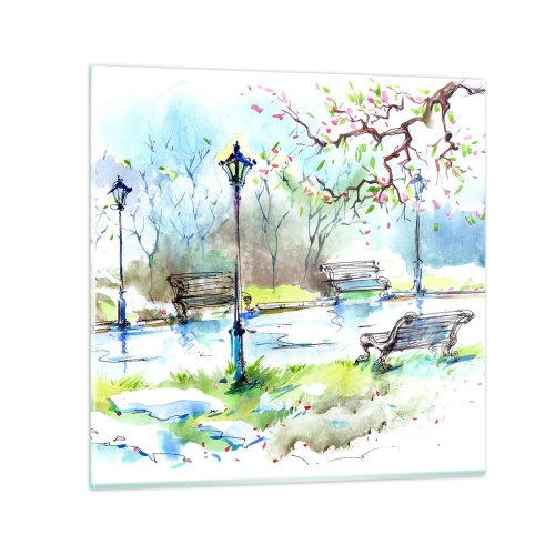 Quadro em vidro - O encanto do silêncio do parque - 30x30 cm