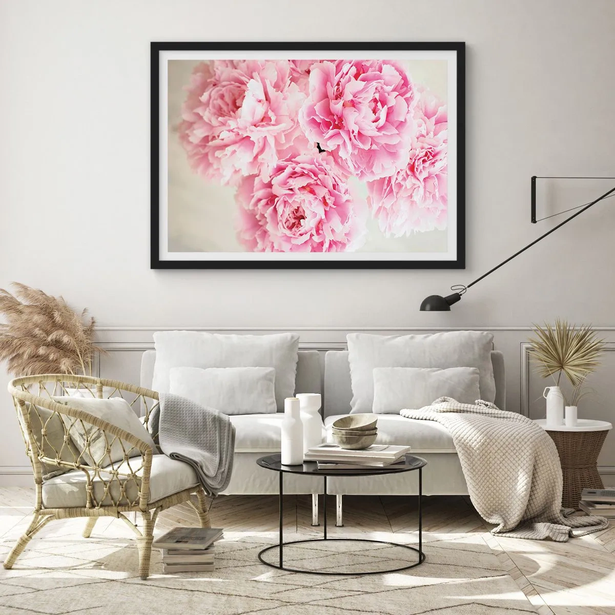 Pôster com moldura preta - Em esplendor rosa - 50x40 cm
