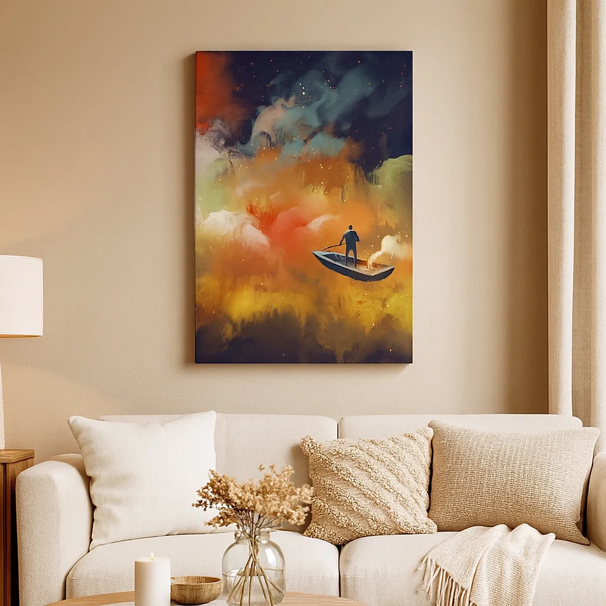 Quadro em tela - De barco pela galáxia - 50x70 cm