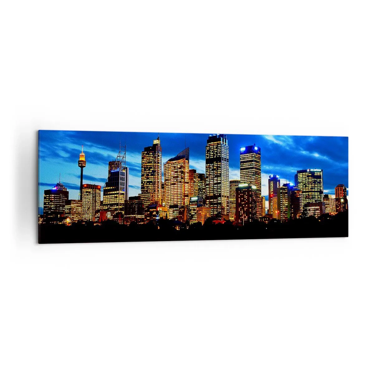 Quadro em tela - Uma noite de luzes e cores - 160x50 cm