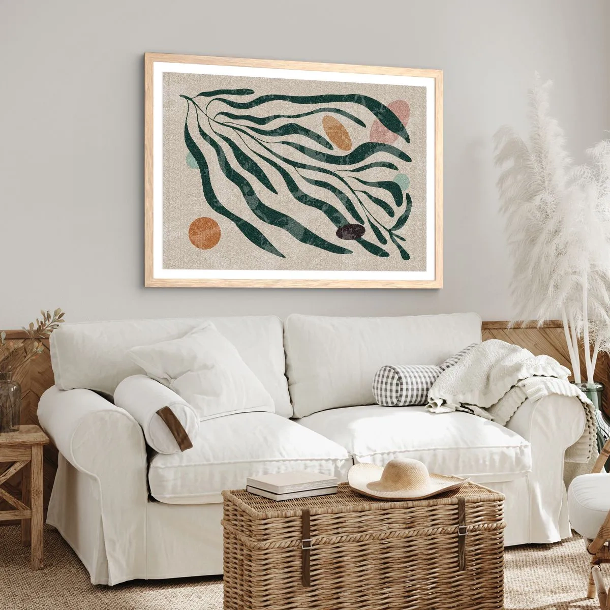 Pôster com moldura de carvalho claro - Entre a vegetação - 100x70 cm