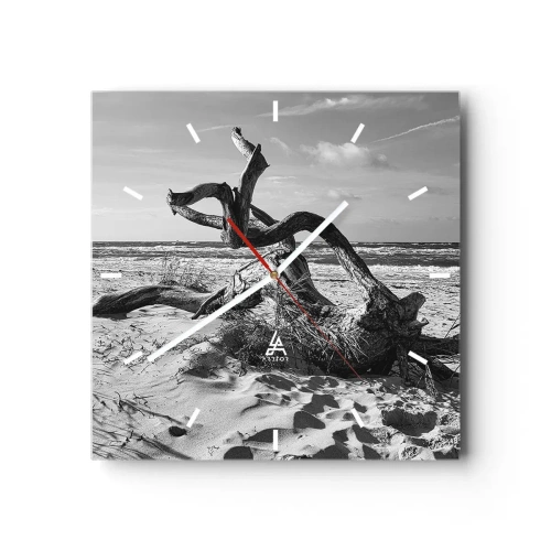 Relógio de parede - Relógio em vidro - Escultura do mar - 30x30 cm