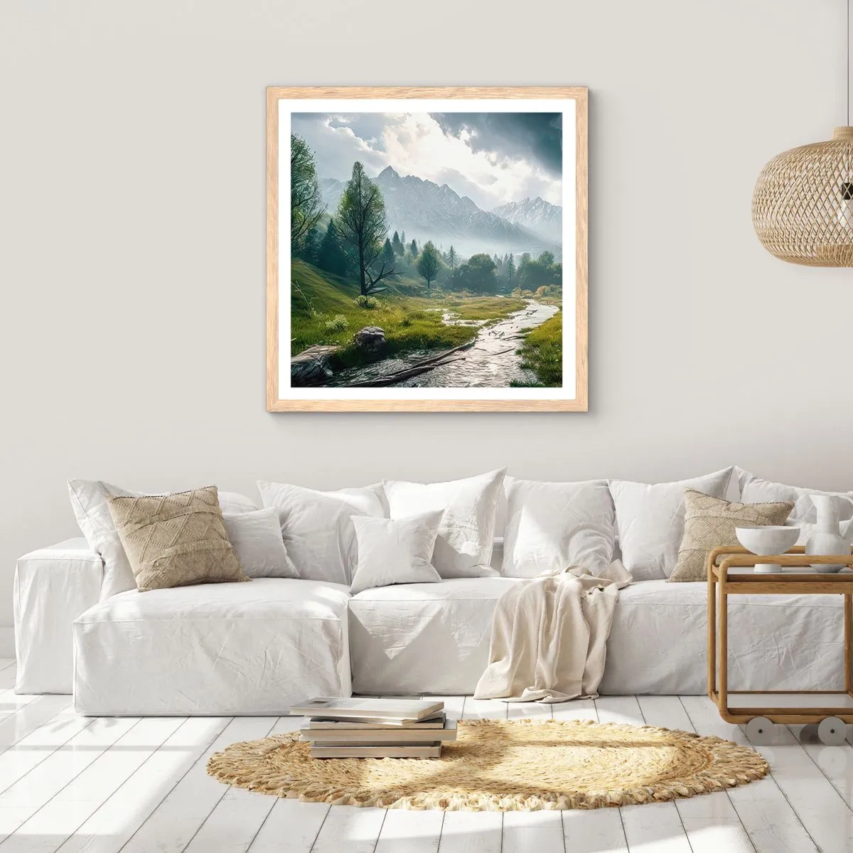 Pôster com moldura de carvalho claro - Ida e volta - 30x30 cm