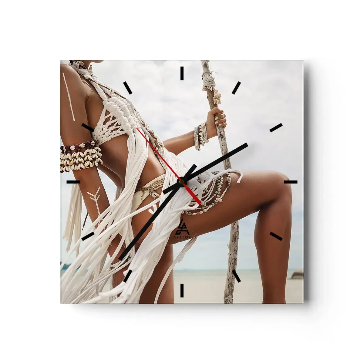 Relógio de parede - Relógio em vidro - Sacerdotisa do Sol - 40x40 cm