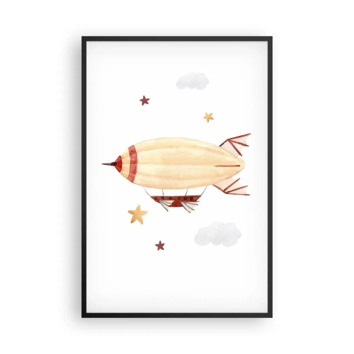 Pôster com moldura preta - Dirigível - 61x91 cm