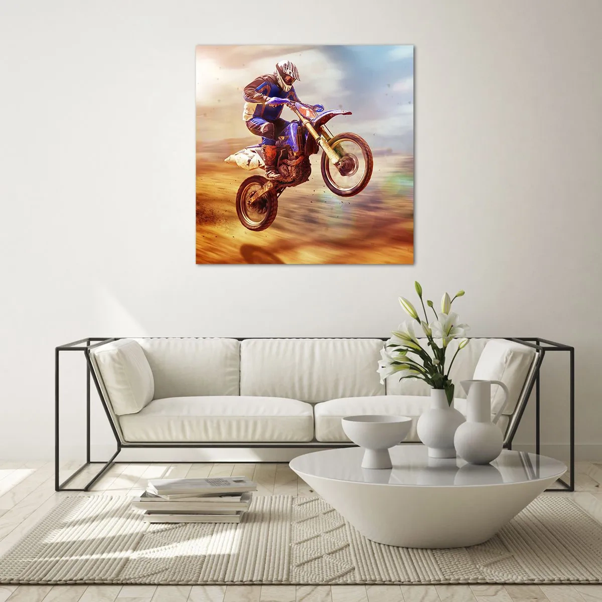 Quadro em vidro - Vertigem da motocicleta - 50x50 cm