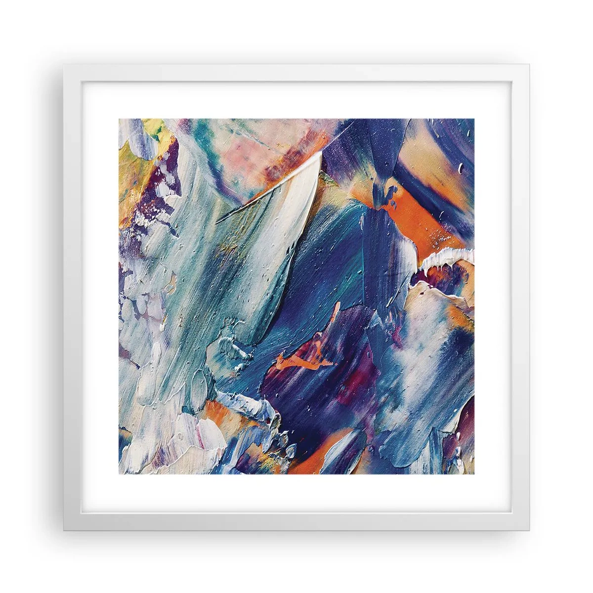 Pôster em moldura branca - Confusão de cores - 40x40 cm