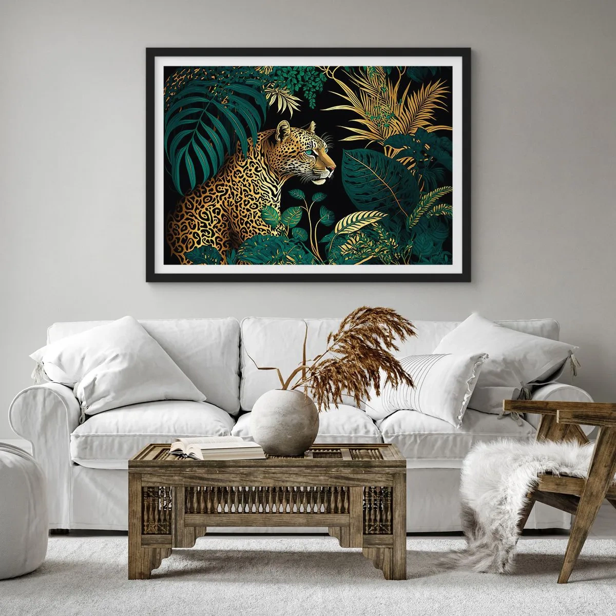 Pôster com moldura preta - Um anfitrião na selva - 70x50 cm