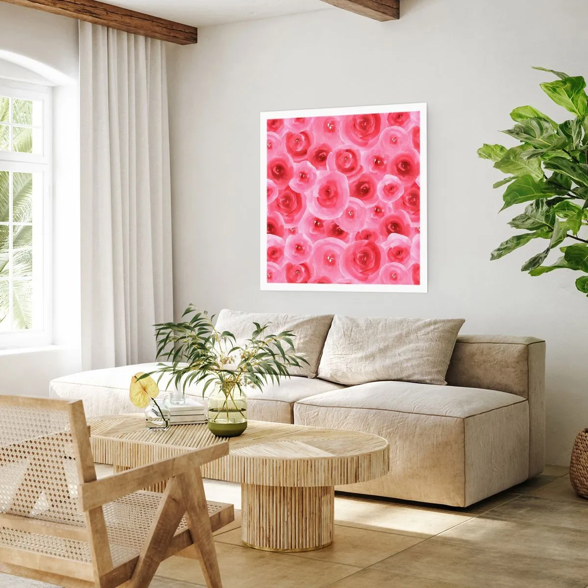 Pôster - Rosas acima e abaixo - 50x50 cm