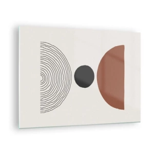 Quadro em vidro - Formas geométricas abstratas em um fundo claro - 70x50cm - Em destaque - Decoração de parede moderna para a sala de estar e quarto ARTTOR