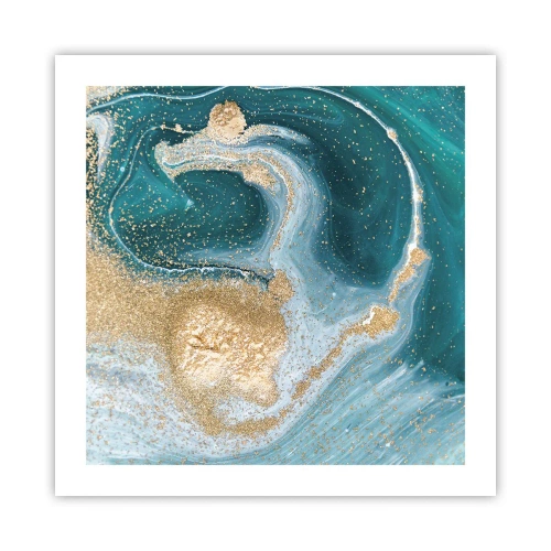 Pôster - Um vórtice de ouro e turquesa - 50x50 cm