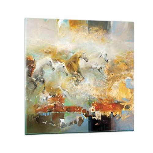Quadro em vidro - A galope através da luz - 30x30 cm