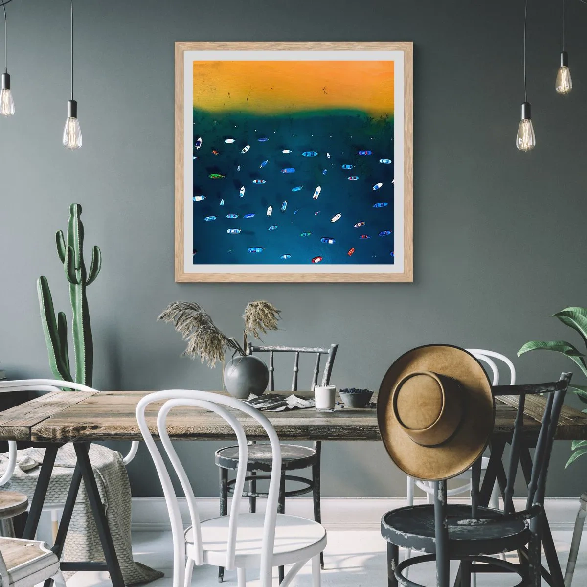 Pôster com moldura de carvalho claro - Jogo de férias - 60x60 cm