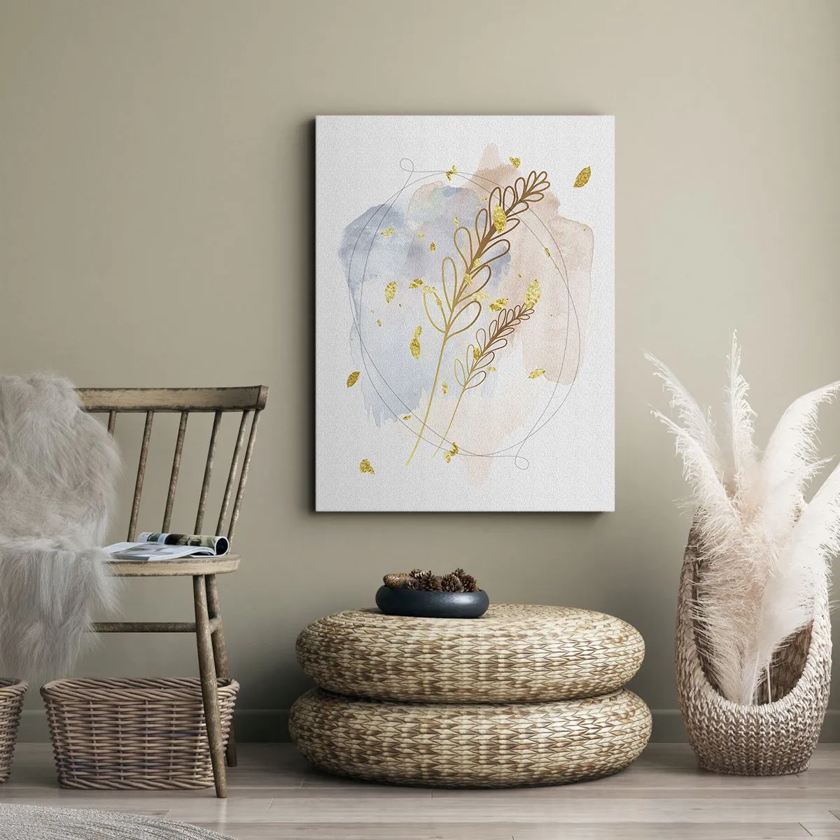 Quadro em tela - Explosão dourada - 45x80 cm