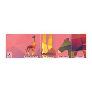 Amostra de papel de parede autocolante Deluxe Sticker - Nas cores da savana - Animais, Girafa, Figura Geométrica - 100x30 cm
