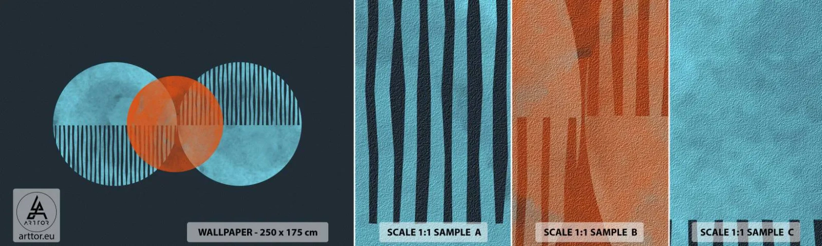 Amostra de Papel de Parede Standard Eco - Obras de arte simétricas - Abstração, Pedaço, Padrão Geométrico - 100x30 cm