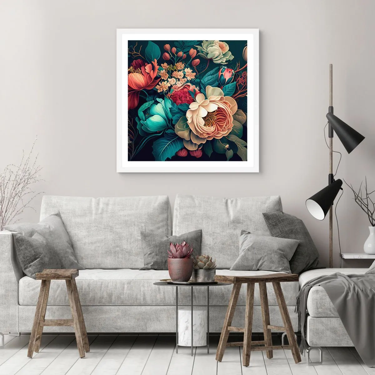 Pôster em moldura branca - Charme do século 19 - 50x50 cm