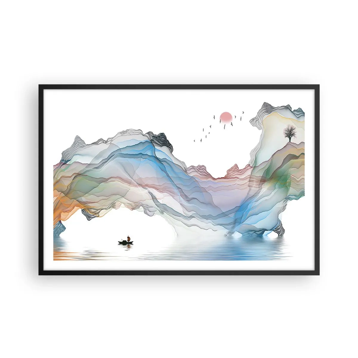 Pôster com moldura preta - Em direção às montanhas de cristal - 91x61 cm
