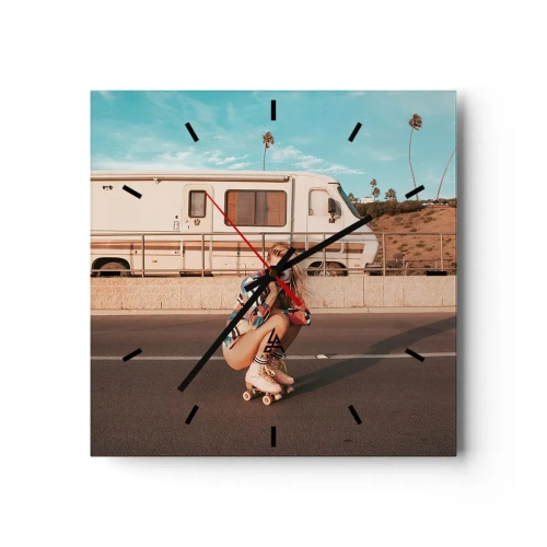 Relógio de parede - Relógio em vidro - Sorria, por favor! - 30x30 cm