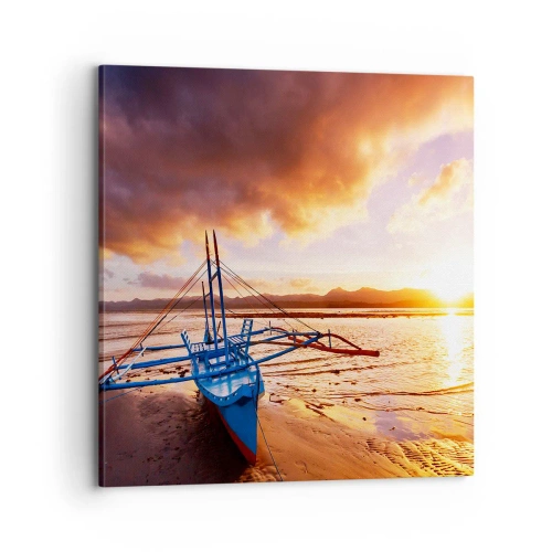 Quadro em tela - Esticar-se na areia após um longo dia - 70x70 cm