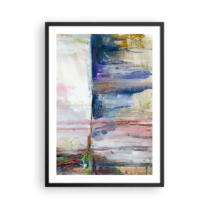 Pôster com moldura preta - Uma composição abstrata em tons de azul, bege e rosa. - 50x70cm - Impressões coloridas e associações - Decoração de parede moderna para a sala de estar e quarto ARTTOR