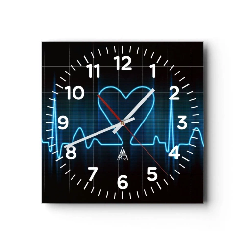 Relógio de parede - Relógio em vidro - No ritmo do coração - 30x30 cm